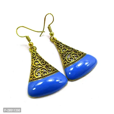 Outstanding Blue Stone Gold Plated Drop Earrings