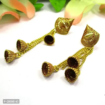 Attractive Gold Plated Long Drop Dangle Earrings-thumb0