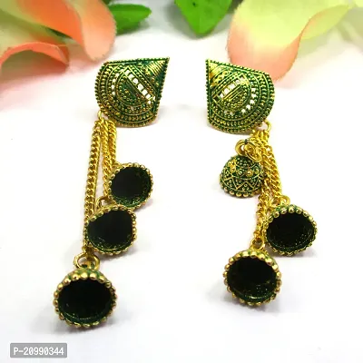 Charming Green Color Gold Plated Drop Earrings