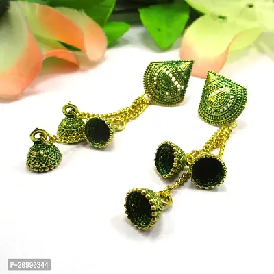 Charming Green Color Gold Plated Drop Earrings-thumb4