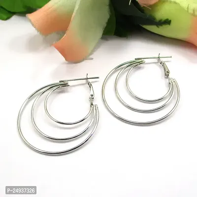 Trendy Silver-Plated Round Shape Beautiful Hoop Earring-thumb2