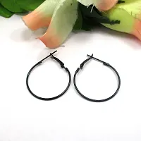 Black colour Round Shape Beautiful Hoop Earring-thumb1