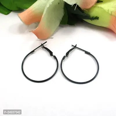 Black colour Round Shape Beautiful Hoop Earring-thumb2