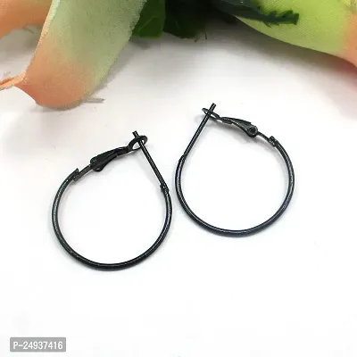 Black colour Round Shape Beautiful Hoop Earring-thumb2