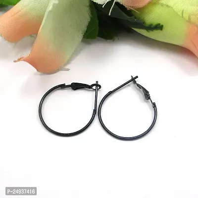 Black colour Round Shape Beautiful Hoop Earring-thumb3