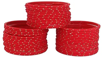 Red Color Velvet Fabric Bangle Set (Pack of 36)-thumb1