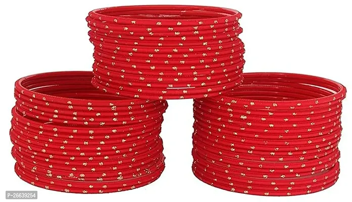 Red Color Velvet Fabric Bangle Set (Pack of 36)-thumb2