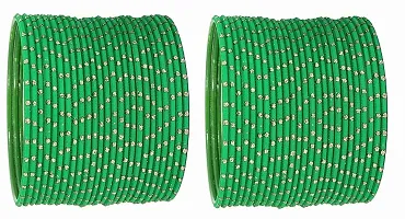 Green Color Velvet Fabric Bangle Set (Pack of 36)-thumb1