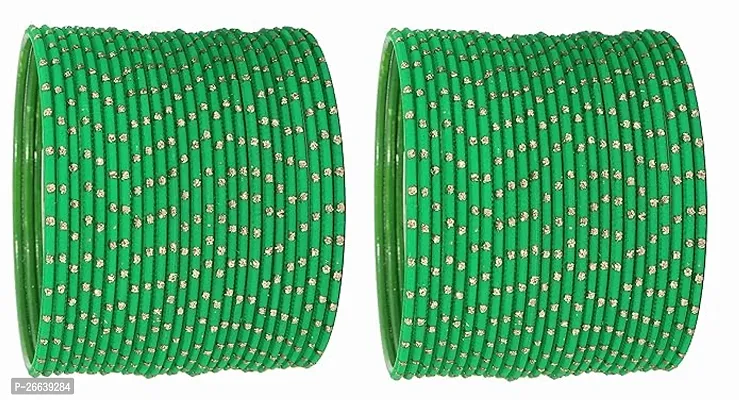 Green Color Velvet Fabric Bangle Set (Pack of 36)-thumb2