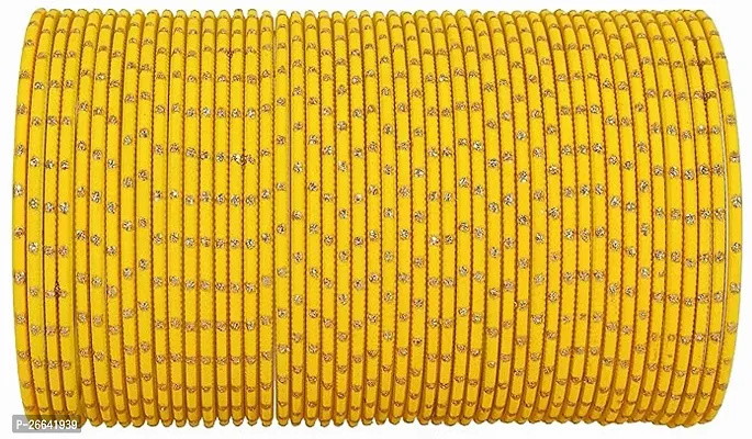 Yellow Color Fabric Bangle Set (Pack of 36)-thumb0