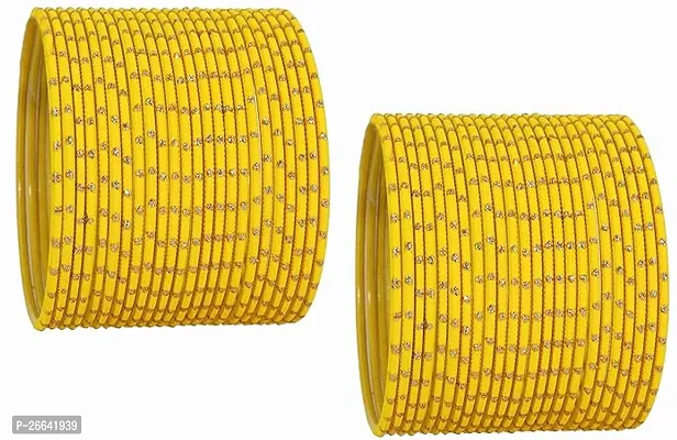 Yellow Color Fabric Bangle Set (Pack of 36)-thumb2