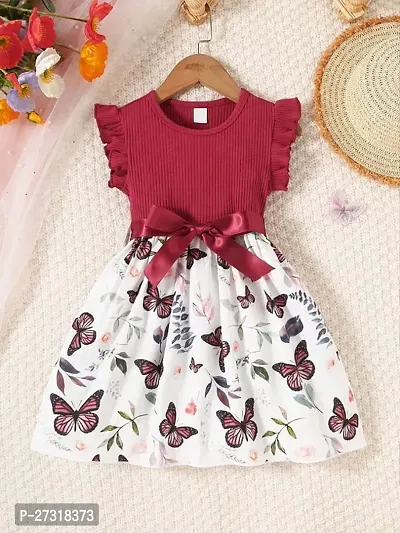 Beautiful Cotton Blend Maroon Baby Frock-thumb0