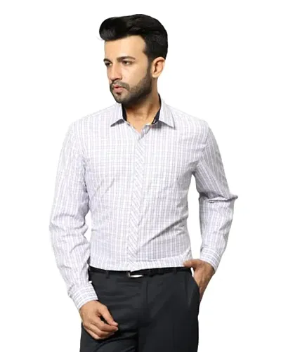 DRAXSTAR Men's Classy Checked Shirt is a Comfortable Cotton Blend Fabric, Long Sleeve Shirt or Formal Shirt, Comfort of Our Men's Cotton Blend Fabric Shirt.