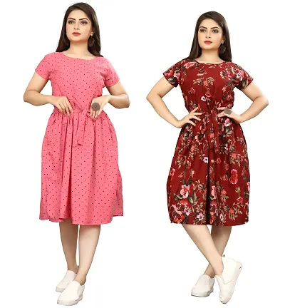 Stylish Crepe Dresses For Women Pack Of 2