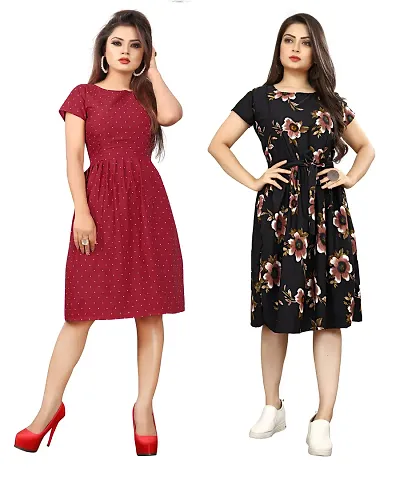 Stylish Crepe Dresses For Women Pack Of 2