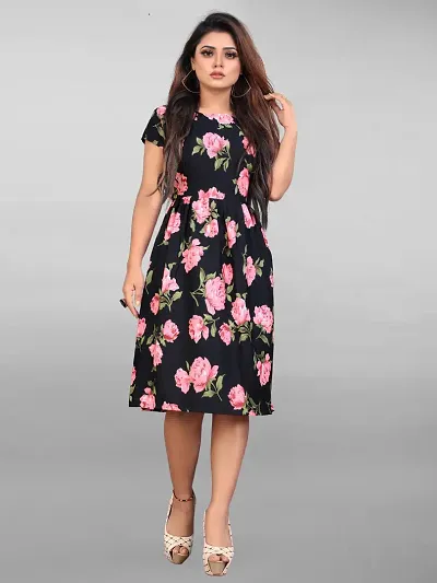 Stylish Poly Crepe A-Line Dress For Women