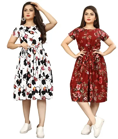 Stylish Crepe Dresses For Women Pack Of 2