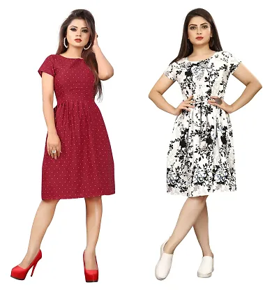 Stylish Crepe Dresses For Women Pack Of 2