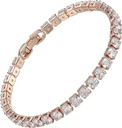 Charismatic Classic 14K Plated Cut Cubic Zirconia Bracelet for Women and Girls