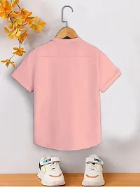 Stylish Peach Cotton Solid Shirts For Boys-thumb2