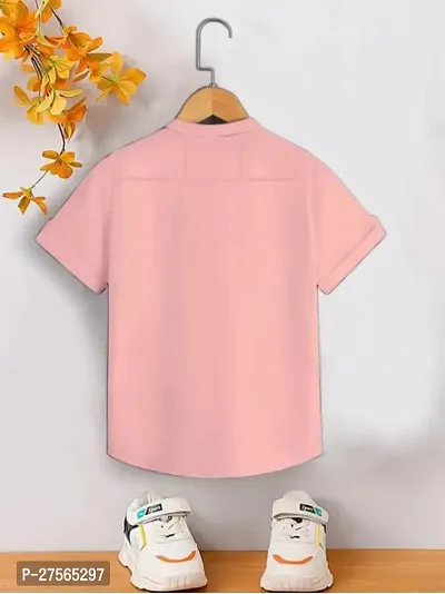 Stylish Peach Cotton Solid Shirts For Boys-thumb3