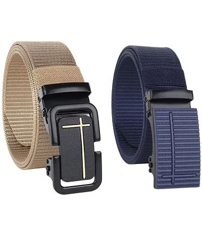 PlayHORN Nylon Men s Casual Belt Pack of 2 Pack of 2 color