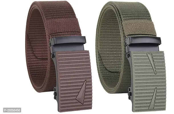 Stylish Nylon Solid Casual Belt For Men Pack of 2-thumb0