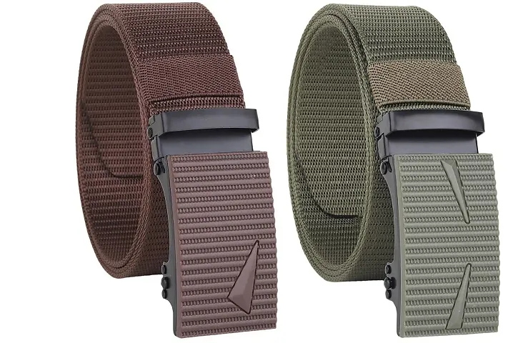 Stylish Nylon Solid Casual Belt For Men Pack of 2