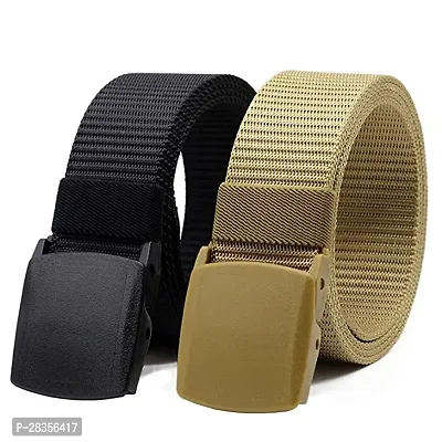 Stylish Nylon Solid Casual Belt For Men Pack of 2