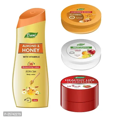 Vetoni Women's Personal Care Kit - Honey  Almond cold cream | Fruit Cold Cream, lip balm | Honey  Almond Body lotion Combo pack of 24