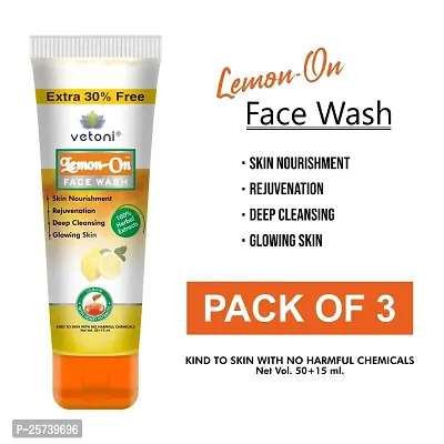 Vetoni Lemon -On Face Wash| Deep Cleansing  Glowing Skin Face wash For All Skin Types (65ml) Pack of 3-thumb2