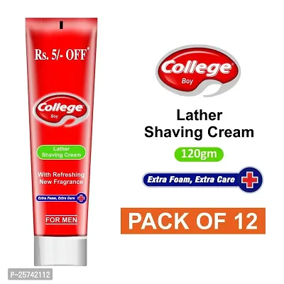 Vetoni College Boy Lather Shaving Cream for Men| With Refreshing New Fragnance| Formulated To Provide Close  Comfortable Shave|Pack of 12 (120gm) Red-thumb2