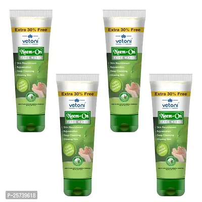 Vetoni Neem Face Wash| Deep Cleansing  Glowing Skin 100% Herbal Extracts| pack of 4 (65*4 ml )