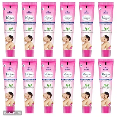 Vetoni Veclean Hair Removal Cream For Women|Smooth For Longer Smooth Skin, Enhanced Skin Feels Moisturizing Strawberry Extracts Tube (40g) Pack of 12