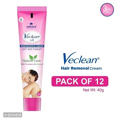 Vetoni Veclean Hair Removal Cream For Women|Smooth For Longer Smooth Skin, Enhanced Skin Feels Moisturizing Strawberry Extracts Tube (40g) Pack of 12-thumb2