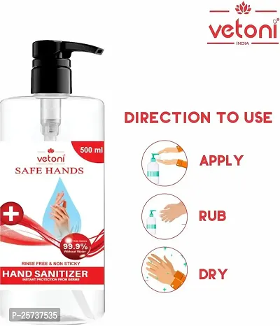 Vetoni Original Germ Protection Alcohol based Hand Sanitizer|Hand Sanitizer - Quality Ingredients  Germ Protection Alcohol Based Sanitizer For Hands (500 ml)-thumb3