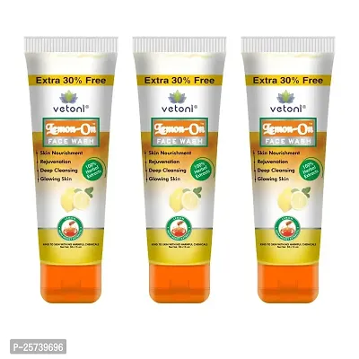 Vetoni Lemon -On Face Wash| Deep Cleansing  Glowing Skin Face wash For All Skin Types (65ml) Pack of 3-thumb0