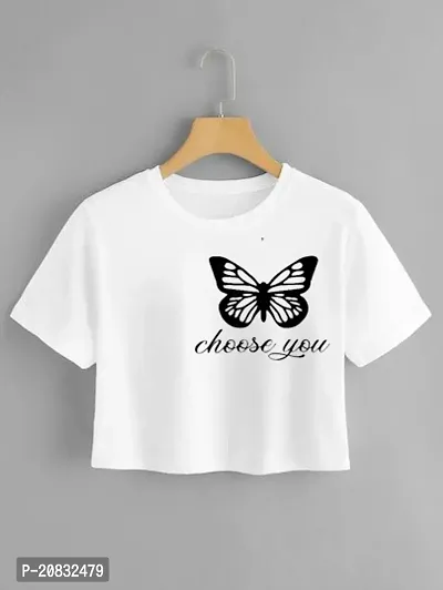 Classic Cotton Blend Printed Crop Top for Women's