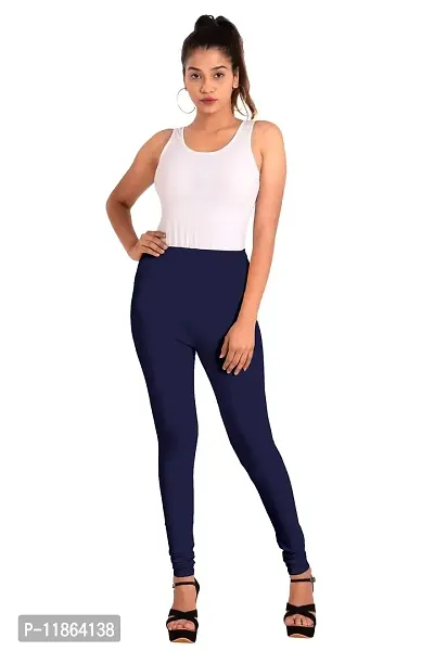 ENES FASHION Premium Cotton Lycra 2 Way Stretchable Navy Blue color Women Churidar Leggings Soft Leggings for Daily Use (XX-Large)-thumb0