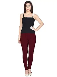 Just Look It Ladies Fashion Skinny fit Cotton Women's Leggings Maroon Size - L-thumb1