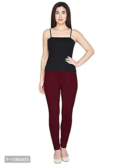 Just Look It Ladies Fashion Skinny fit Cotton Women's Leggings Maroon Size - L-thumb2