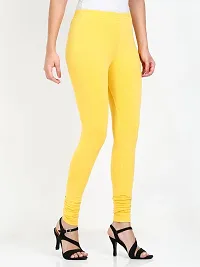 Sasthiga Women's Cotton Lycra Full Length Legging Size - XL Lemon Yellow-thumb2