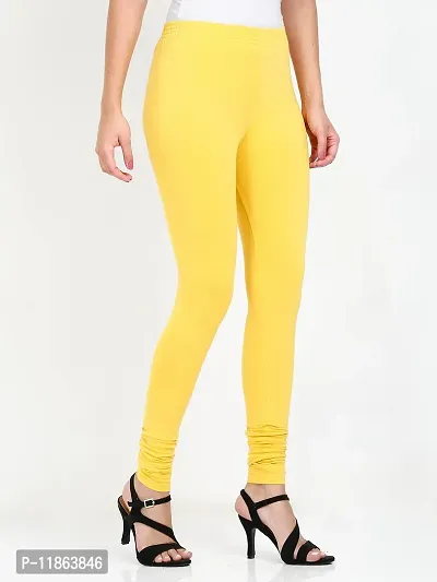 Sasthiga Women's Cotton Lycra Full Length Legging Size - XL Lemon Yellow-thumb3