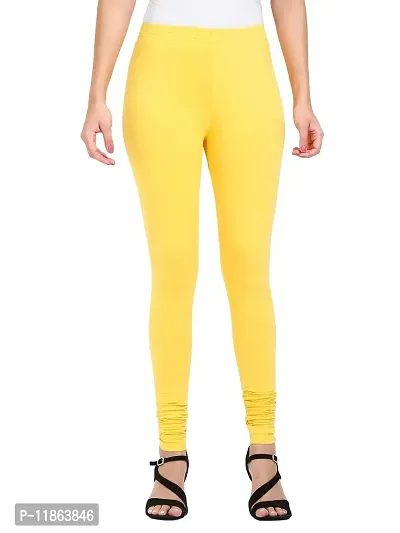 Sasthiga Women's Cotton Lycra Full Length Legging Size - XL Lemon Yellow-thumb0