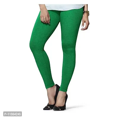 Women's Cotton Ankle Length Leggings (Free Size, PAK Green)