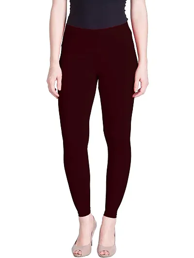 jade-Women Solid Premium Leggings, Spandex Ankle Length Leggings | Elastic Waistband | Fashionwear (Comfort Lady Leggings) in XXL Size (Dark Brown)