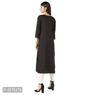 Stylish Women's Black Striped Crepe Straight Kurtas-thumb2