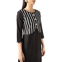 Stylish Women's Black Striped Crepe Straight Kurtas-thumb3