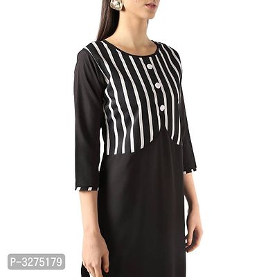 Stylish Women's Black Striped Crepe Straight Kurtas-thumb4