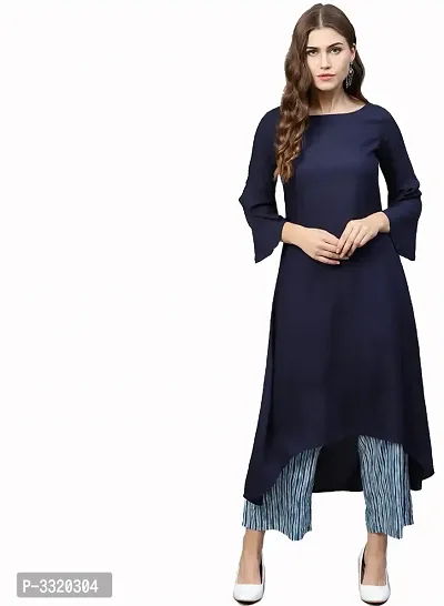 Blue  Crepe  Kurta For Women's-thumb0